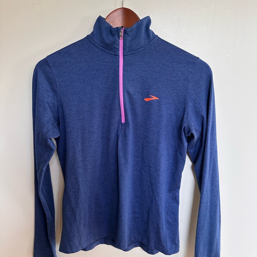 Brooks Blue Long Sleeve Top with Pink Zipper